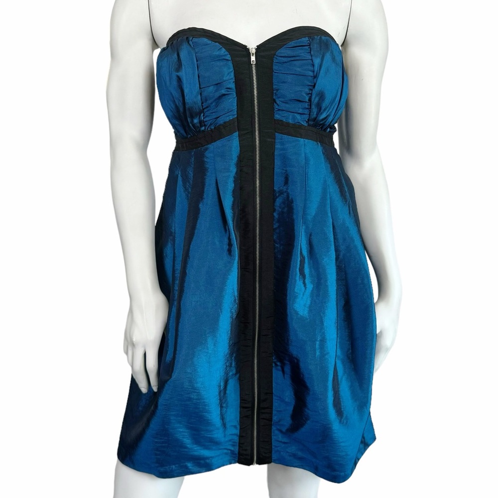 NWT Haute Hippie Royal Blue Strapless Zip Front Mini Cocktail Dress